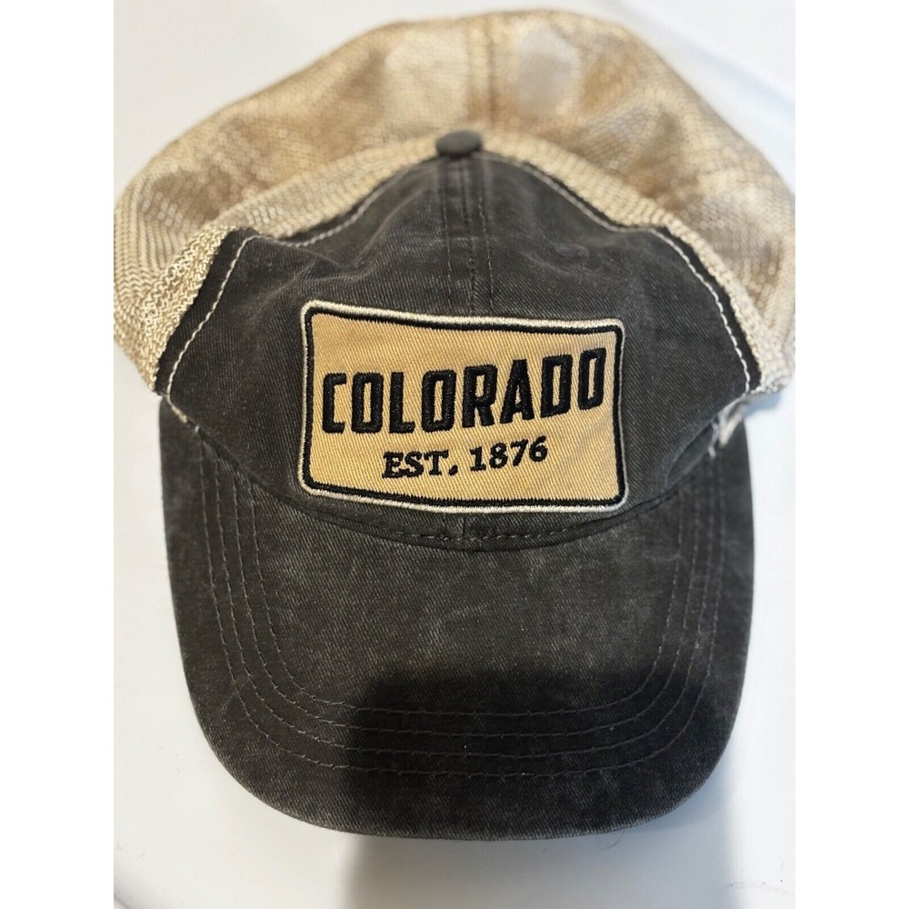 Colorado Est 1876 Strapback‎ Hat Gray tan Embroidered patch cap